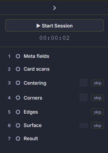 Operator checklist in card pre-grading report builder